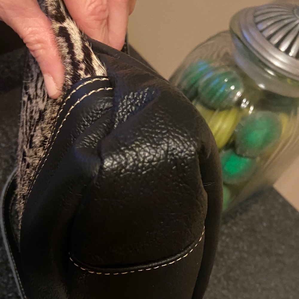 Myra Bag Black and Tan Antiquated Leather & Hairon Snake Print Bag - Picture 9 of 15